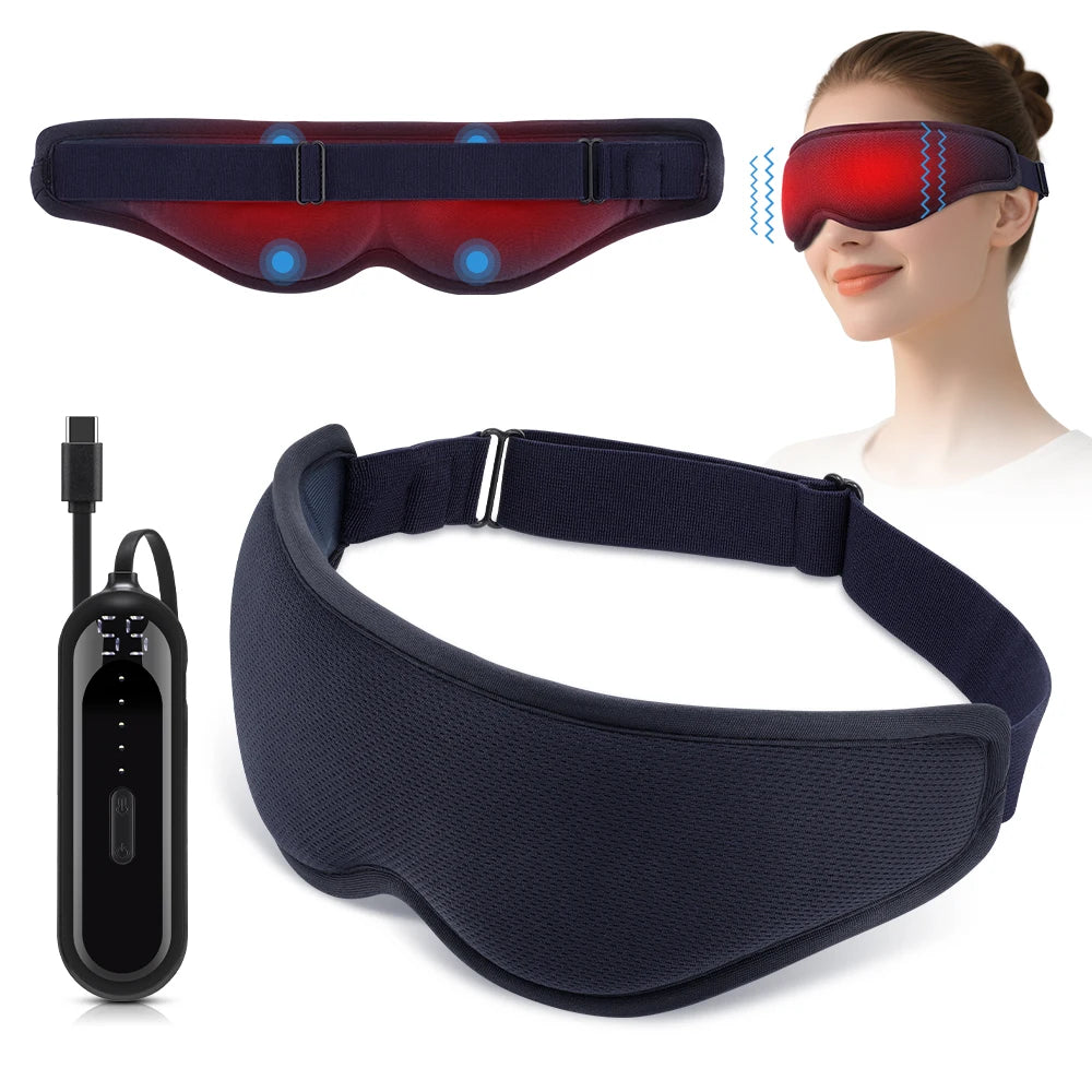 3D Steam Hot Compress and Massage Eye Mask Heated Eye Massager for Relieve Eye Strain Dark Circles Sleeping Mask Vibration