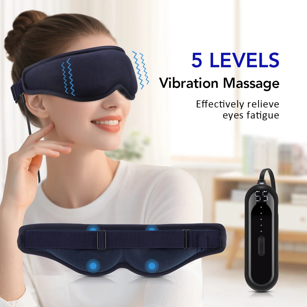3D Steam Hot Compress and Massage Eye Mask Heated Eye Massager for Relieve Eye Strain Dark Circles Sleeping Mask Vibration