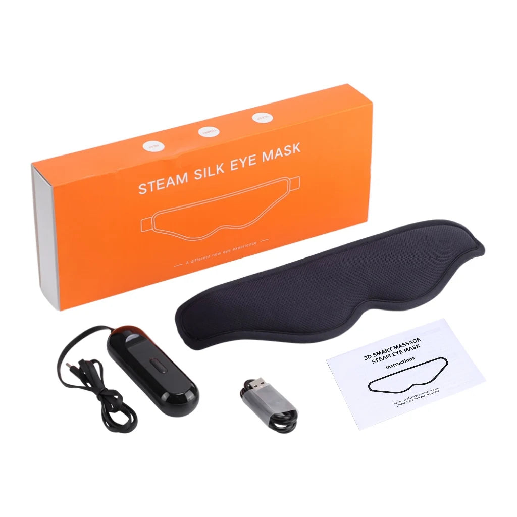3D Steam Hot Compress and Massage Eye Mask Heated Eye Massager for Relieve Eye Strain Dark Circles Sleeping Mask Vibration